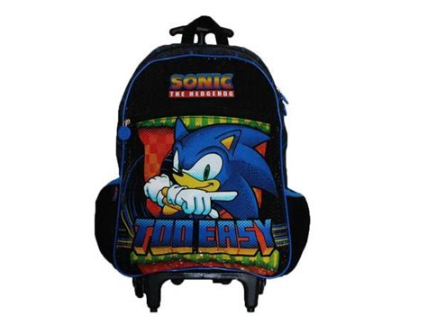 Mochila Infantil De Rodinhas Sonic Original Estojo Simples