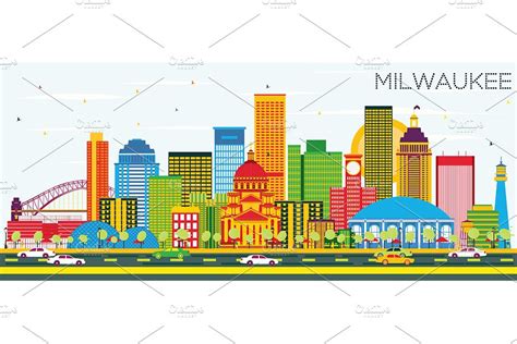 Milwaukee City Skyline Silhouette | Pre-Designed Photoshop Graphics ...