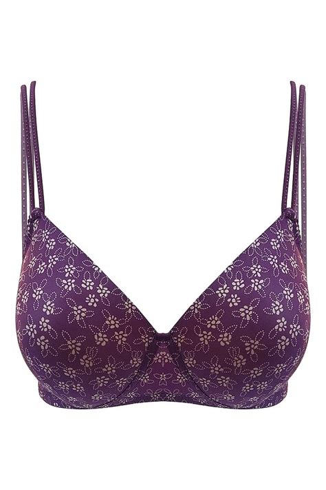 Buy Padded Non Wired Full Coverage Printed T Shirt Bra In Purple Online India Best Prices Cod