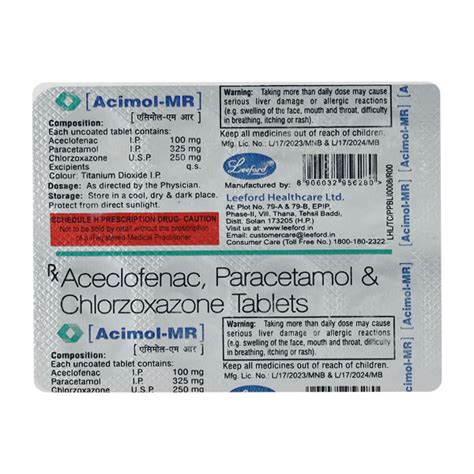 Buy Acimol MR Tablet 10 S Online At Upto 25 OFF Netmeds