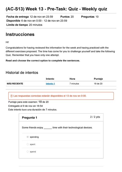 Week 13 Quizz De La Semana 13 De Ingles 3 Ac S13 Week 13 Pre