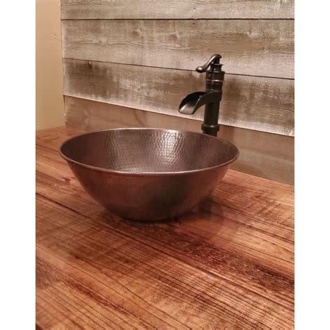 Simplycopper 14 Round Copper Vessel Bathroom Sink With Daisy Drain Wayfair