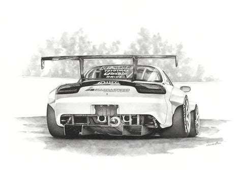 Mazda Rx7 Drawing By Andrey Poletaev Pixels