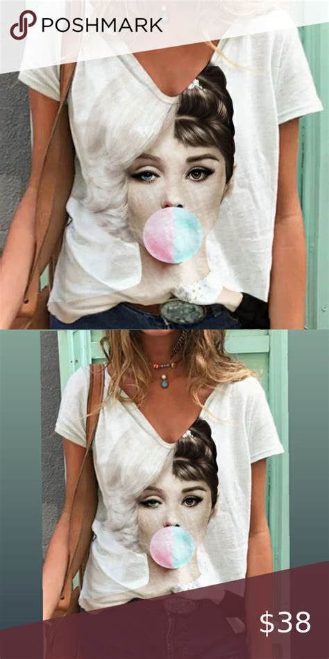 Marilyn Monroe And Audrey Hepburn Bubble Gum T Shirt Marilyn Monroe