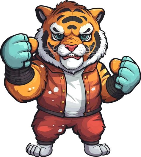 Vector cabeça de tigre de lutador de boxe Vetor Premium