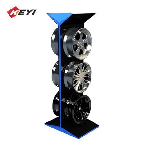 Custom Retail Floor Car Wheel Stand Wheel Rim Display Rack For 3 Alloy