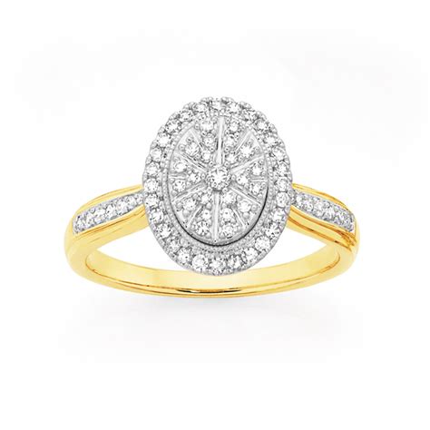 9ct Gold Diamond Oval Cluster Ring | Goldmark (NZ)