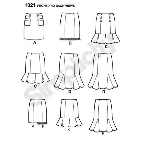 Misses Skirt Pattern Includes Short Pencil Skirt With Fringe Trim Hem