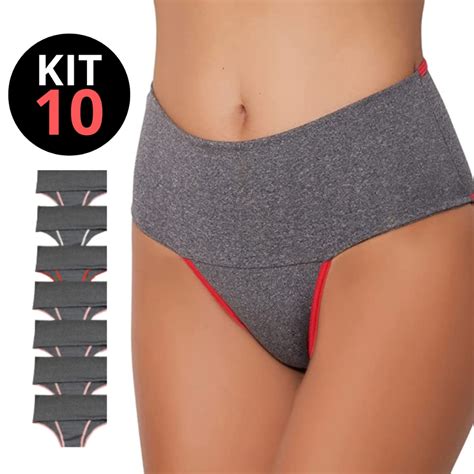 Kit Calcinha Modeladora Cintura Alta Sustenta O Segura Barriga C S