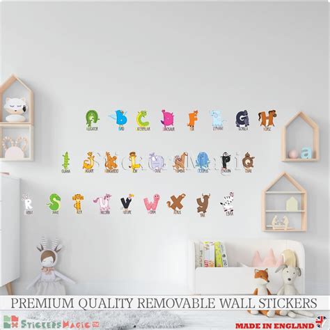 Animals Alphabet Wall Stickers Toddler Animal Nursery Decor Etsy Uk