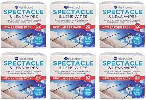 Healthpoint Spectacle Lens Wipes Extra Value 6 Packs Of 52 312 Wipes