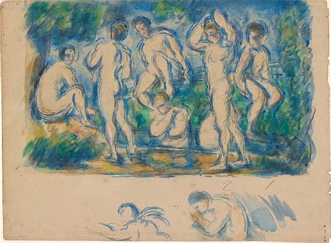 Paul Cézanne The Bathers Verso head of a boy and a male nude