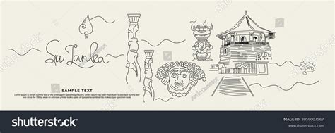 Sri Lanka Historical Places Landmark Hand Stock Vector (Royalty Free ...