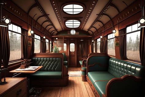 premium ai image retrostyle train  leather seats mahogany accents
