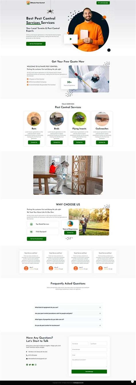 Pest Control Service Lead Generation Landing Page Landing Layouts