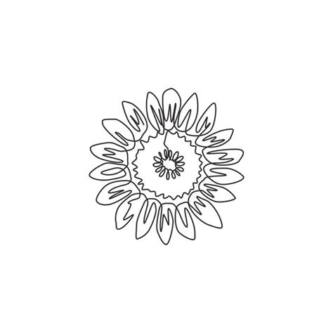 Un dibujo de una sola línea de girasol de belleza para el logotipo del