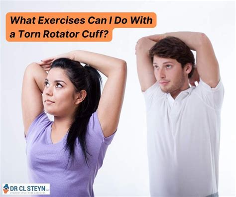 A Man Standing Next To A Woman With Her Arms Behind Her Head And The Words What Exercises Can I