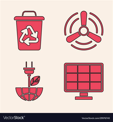 Set Solar Energy Panel Recycle Bin With Recycle Vector Image