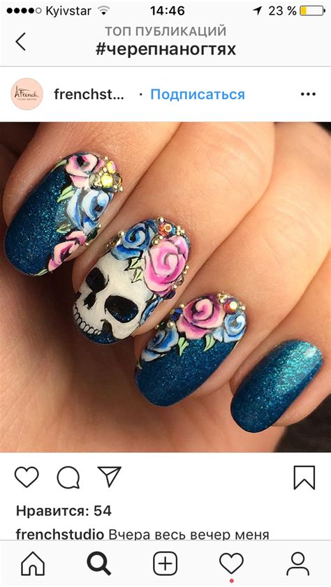 Pin On Nail Designs Skull Nails Skull Nail Designs Sugar Skull Nails