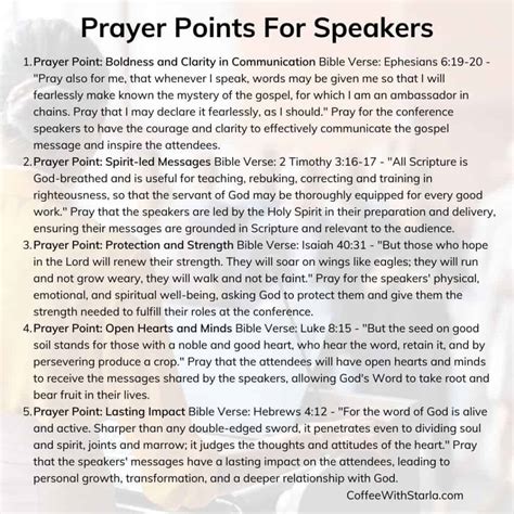 15 Prayer Points For A Successful Conference Coffee With Starla