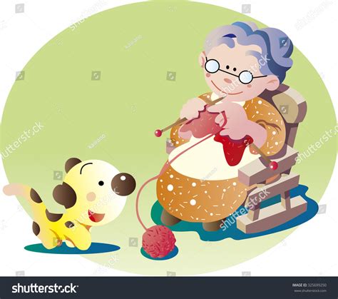 Knitting Granny Royalty Free Stock Vector 325699250