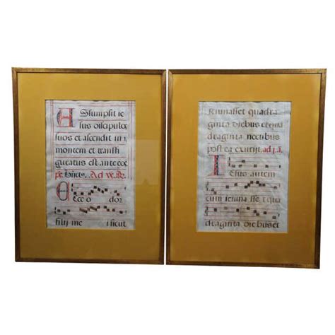 2 Antique 17th Century Antiphonal Vellum Sheet Music Roman Catholic