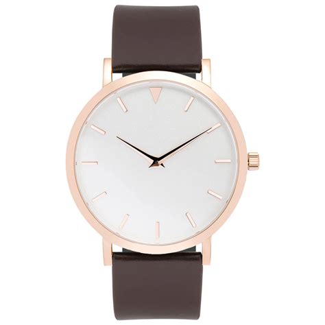 Polished Rose Gold Tan Leather Watches Men Full Steel Case And Watches