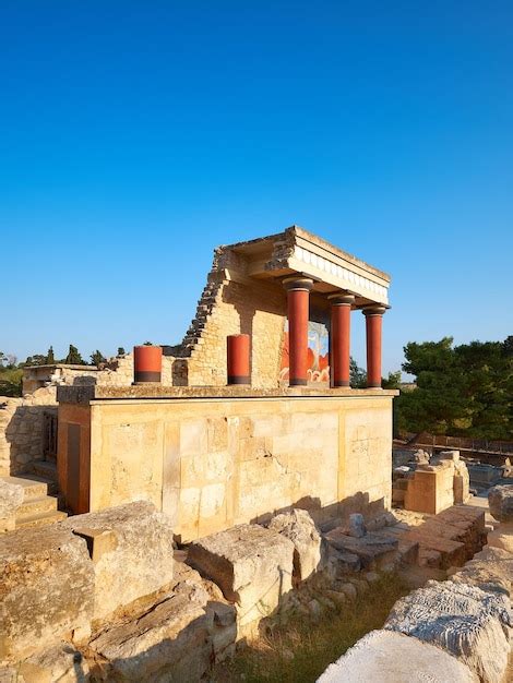 Temple De Cnossos Le Portique Nord De Knossos Crète Grèce Avec Ciel