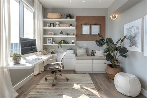 Minimalist Home Office - White Desk, Ergonomic Chair, Computer Monitor ...