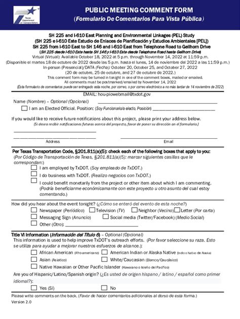 Fillable Online Ftp Dot State Tx SH 225 And I 610 East PELNotice Of