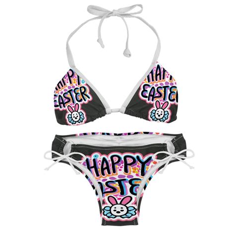 Easter Font Chic One Piece Swimsuits Bikini Set Detachable Sponge