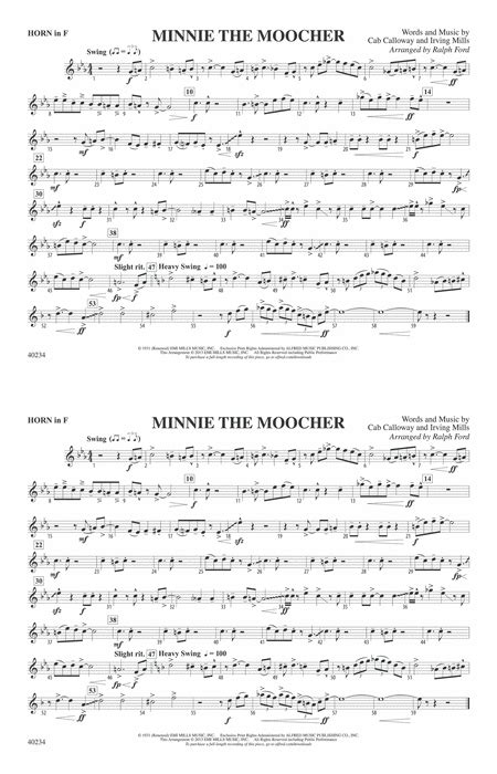 Minnie The Moocher 1st F Horn Marching Band Digital Sheet Music