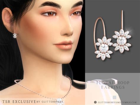 The Sims Resource Floral Hoop Earrings