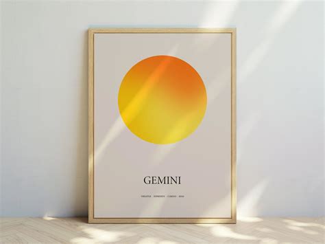 Gemini Wall Art Zodiac Wall Art Gemini Poster Zodiac Poster Zodiac ...