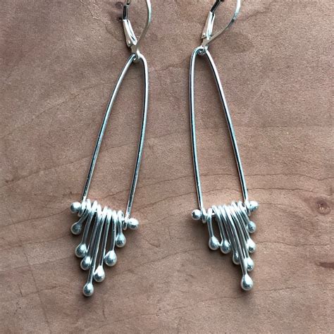 Long Dangle Sterling Silver Earrings Etsy