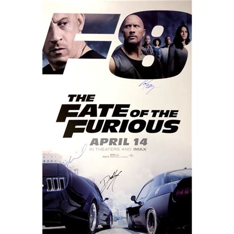 Autograph Signed Fast and Furious 8 Poster