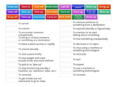 Phrasal Verb Matching Match Up