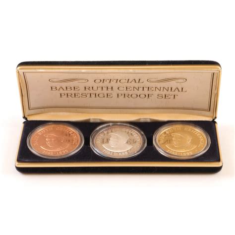 Babe Ruth Centennial Prestige Proof Set With 3 Coins Pristine Auction