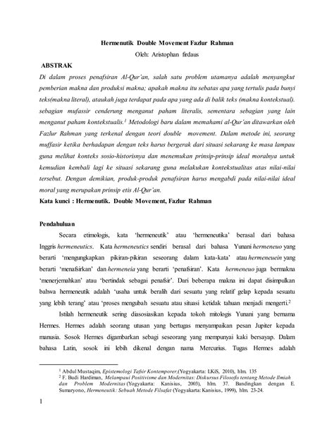 Hermenutik Double Movement Fazlur Rahman PDF