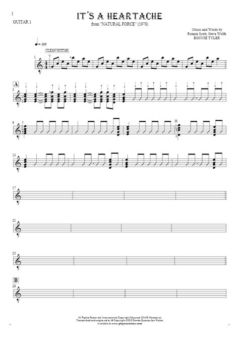 Its a Heartache - Notes for guitar - guitar 1 part | PlayYourNotes