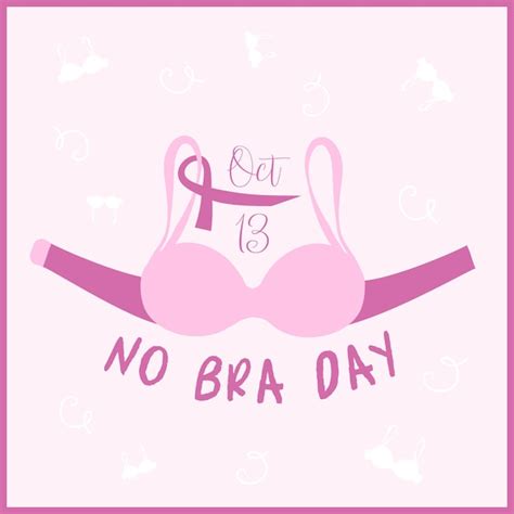 Premium Vector National No Bra Day Vector Poster October 13 Pink Bra