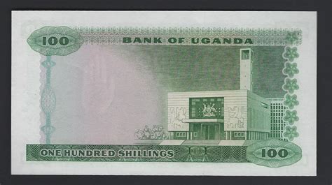 1966 Bank Of Uganda 100 Shillings Note 5a UNC Crowned Crane At