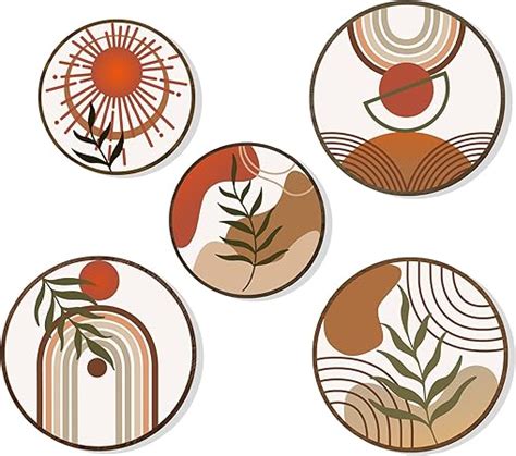 Amazon Zzbakress 5 Pcs Boho Wall Decor Farmhouse Wooden Round