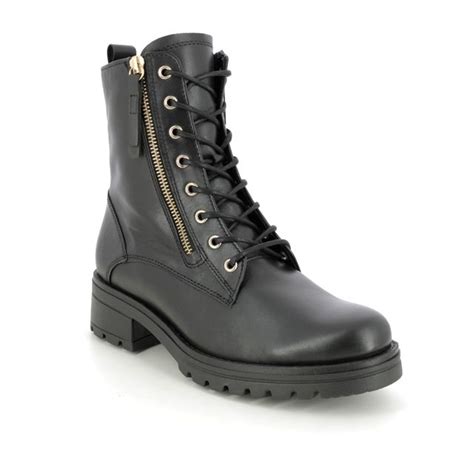 Gabor Serve Black Leather Womens Biker Boots