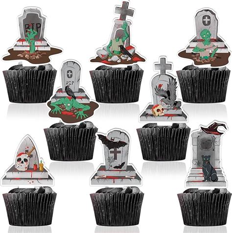 Amazon Halloween Cupcake Toppers Tombstone Cupcake Toppers Zombie