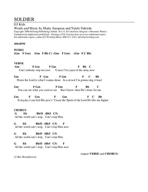 Soldier Chords PDF (G3 Kids) - PraiseCharts