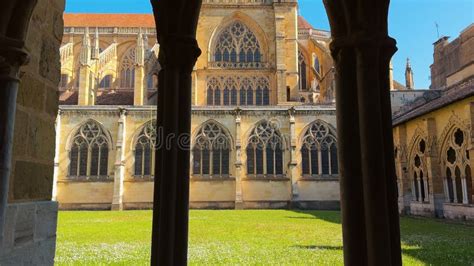 Bayonne France April 19 2023 Gothic Archs And Pillars In Cloister