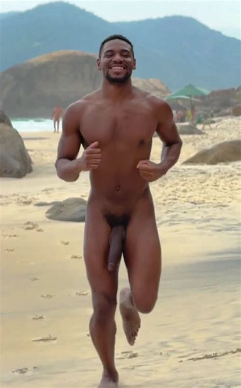 Hung Black Man Running Naked On Nude Beach