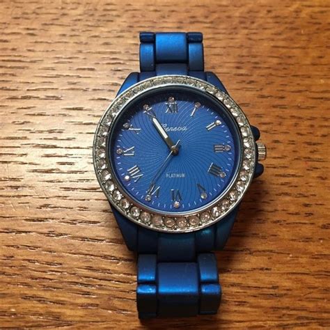 Beautiful Blue Geneva Watch So Pretty Stainless Steel Back Geneva