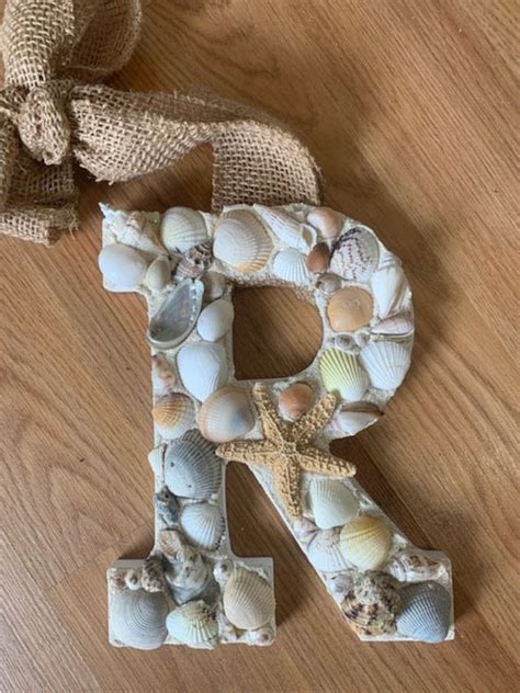 Shell Letters Initial Wall Art Seashell Wall Hanging Letter Etsy